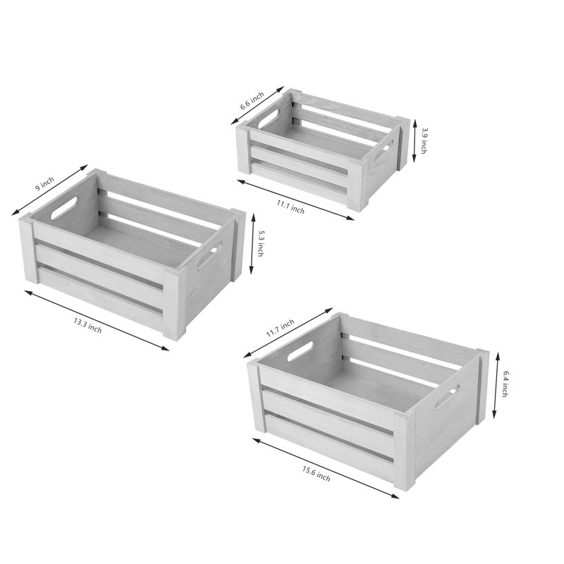 Ensemble de 3 paniers de rangement, Gris foncé