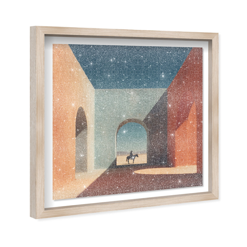 Cobalt Frontier Print by Oliver Gal, 13.5"H x 13.5"W, Natural Oak Shadowbox