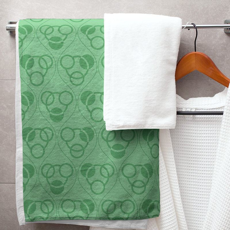 Serviette de bain à motif de cercles et de vagues Classic, Vert foncé