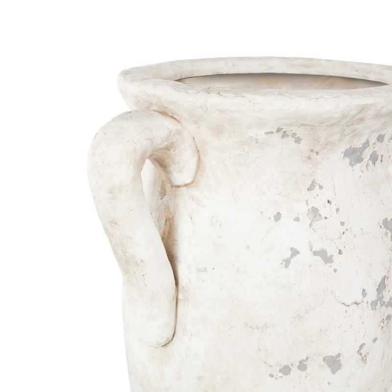 Vase décoratif vieilli en céramique Cole and Grey, H 17,65 po x l 14,4 po x P 10,75 po, Crème