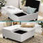Ciara 35.43" Wide Button Tufted Square Storage Ottoman Upholstered Lift Top Large Ottoman Coffee Table-184924408
