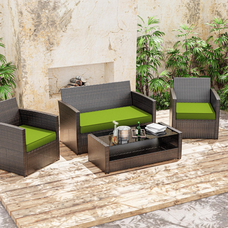 Ensemble de remplacement pour coussins de siège d'extérieur 3 po pour 4 sièges, coussins d'extérieur seulement, Vert gazon