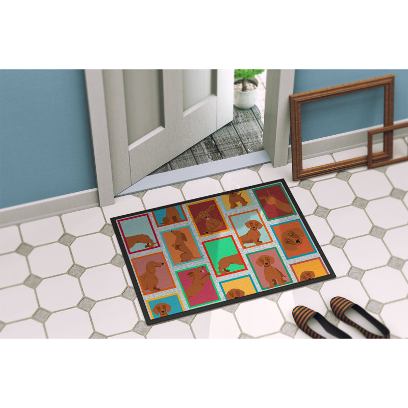 Lots of Red Dachshund Doormat 18x27, L 18 po x L 27 po