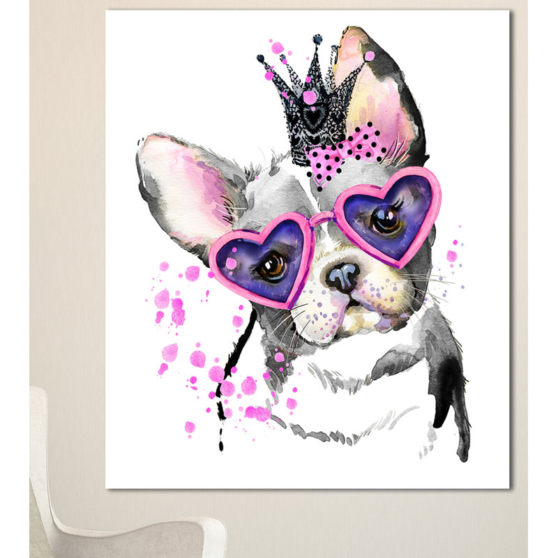 Sweet Sweet Dog with Glasses - Impression sur toile tendue, H 40 po x l 30 po x P 1 po