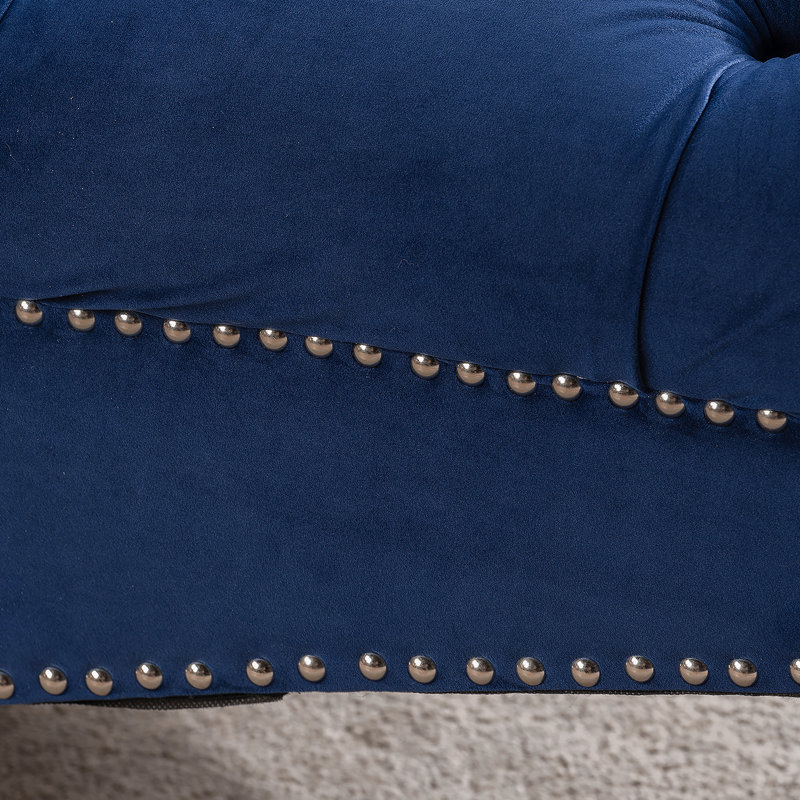 Chaise longue sans accoudoirs touffetée, Noir, Bleu