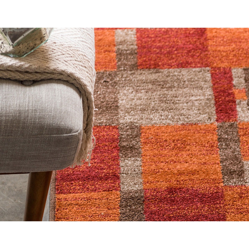 Tapis brun à motif géométrique Harvest, Rectangle 5 pi x 8 pi