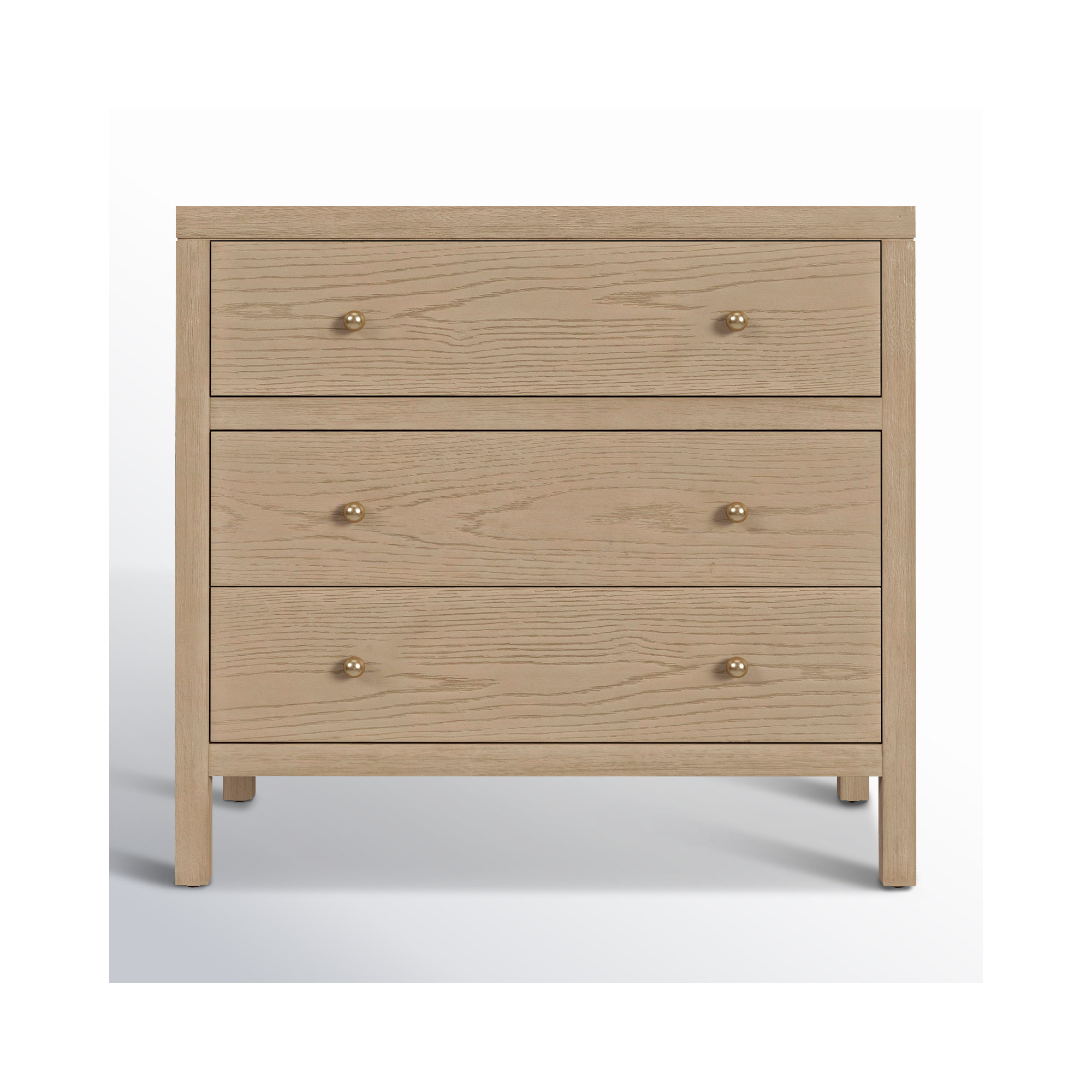 Celine 34" 3-Drawer Nightstand, Light Oak