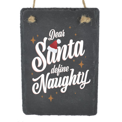 Dear Santa Christmas Slate Rectangle Plaque Vivid Squid Wholesale Wall Decor
