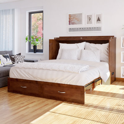 Atiyah Murphy Bed Chest with 6" Mattress, Storage and Built-in Charger