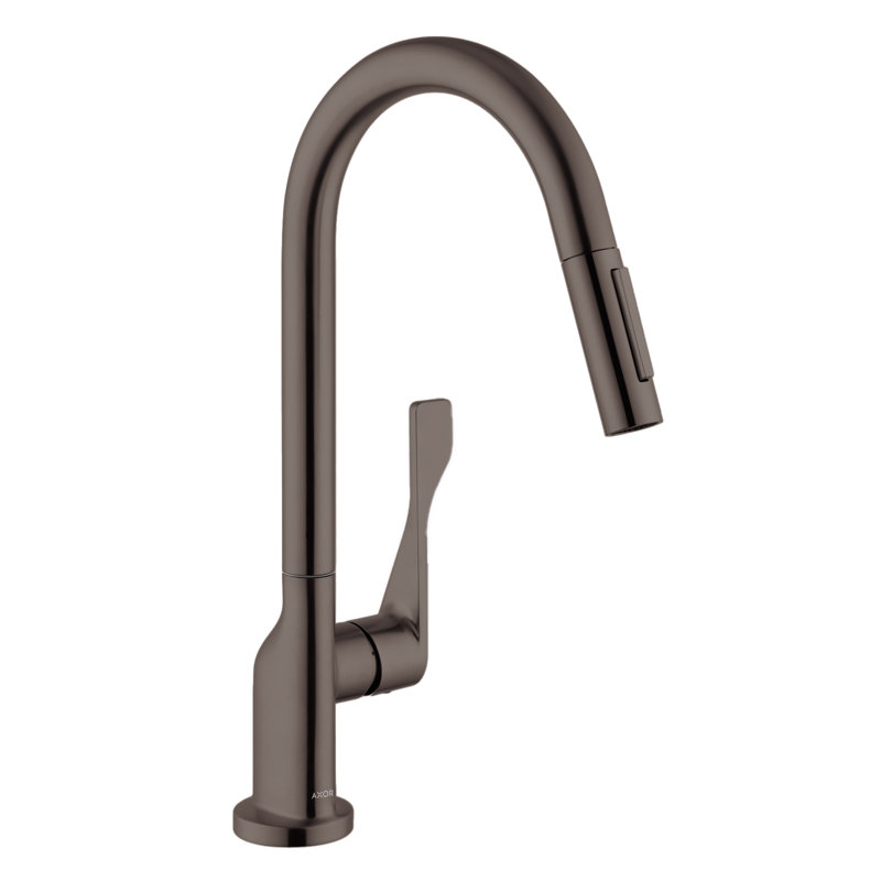 Citterio Pull Down Single Handle Kitchen Faucet, Brushed Black Chrome