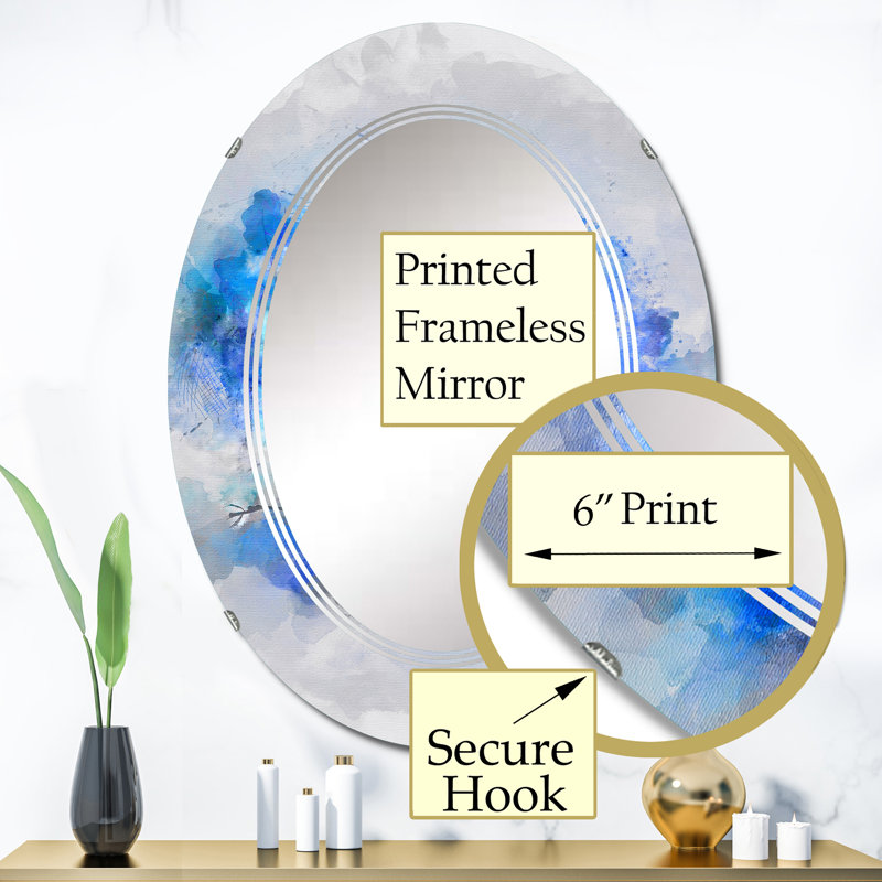 Bonhomme de neige dans une forêt d'hiver bleue - Miroir mural pour enfants, 36 po x 24 po