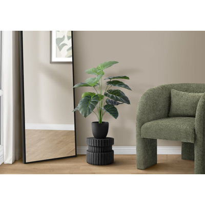 Plante artificielle, 24 po de hauteur, Alocasia, intérieur, faux, faux, table, verdure, pot, touche réelle, décoratif, feuilles vertes, pot