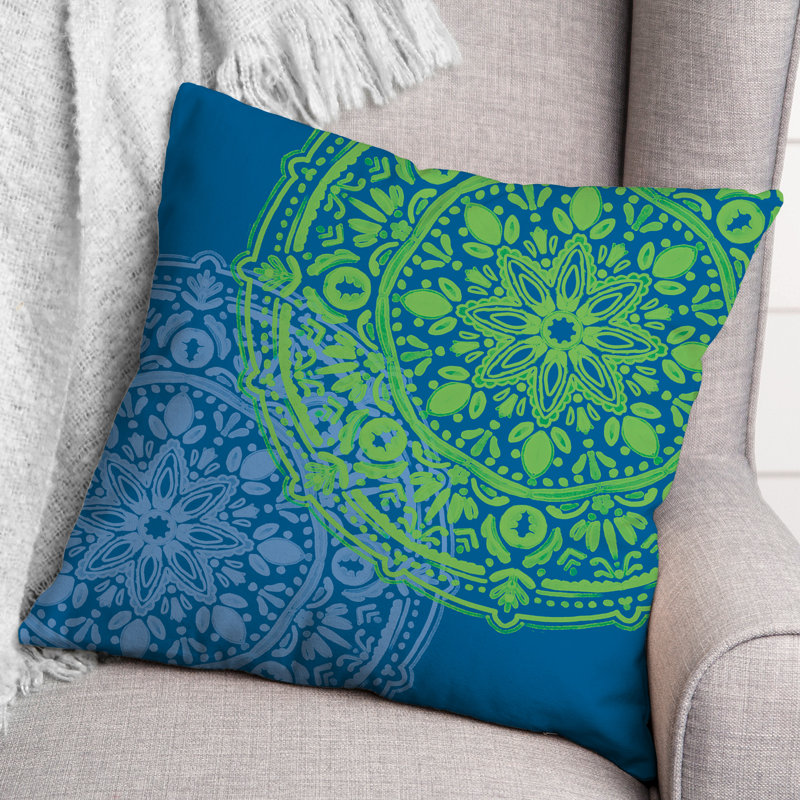 Housse et insert de coussin extérieur d'extérieur, Bleu, Floral 7