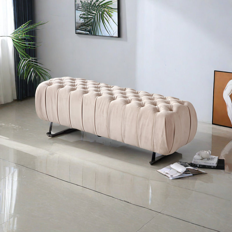 Banc de lit moderne, H 16,92 po x l 63,77 po x P 19,68 po