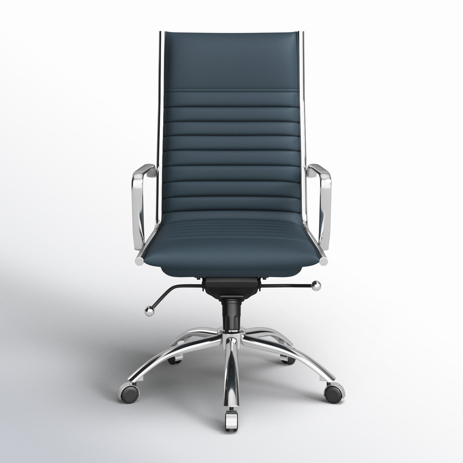 Naida Swivel Office Chair, Chrome, Blue Faux Leather