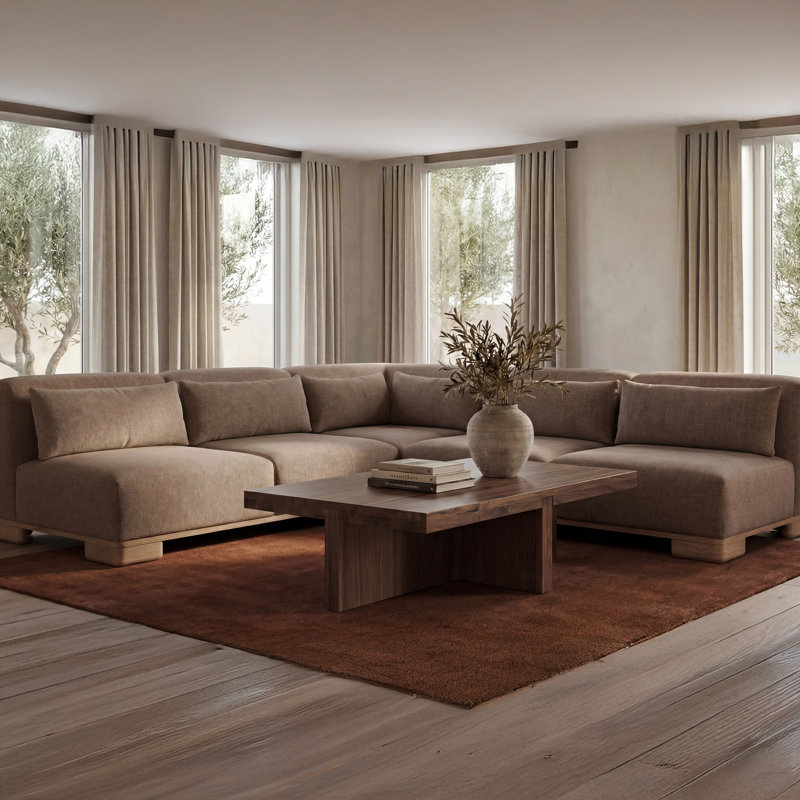 June Modular Sofa Performance Fabric, 30" H x 110" W x 110" D, Brown