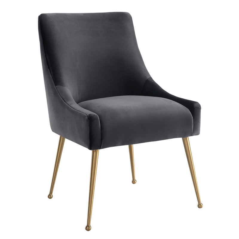 48.3cm H Velvet Upholstered Side Chair, Grey