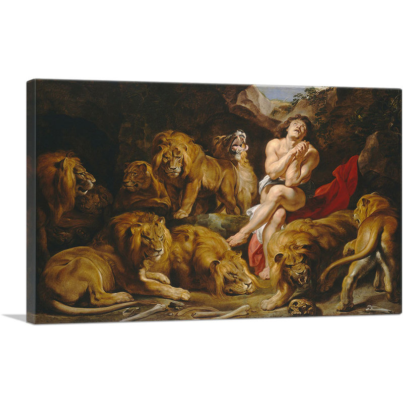 «Daniel in the Lions 'Den» par Peter Paul Rubens, reproduction d'art sur toile tendue, H 18 po x l 26 po x P 0,75 po