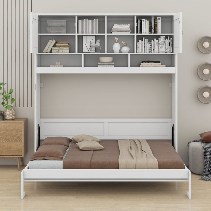 Murphy Bed With Ample Storage Space And  Stripes