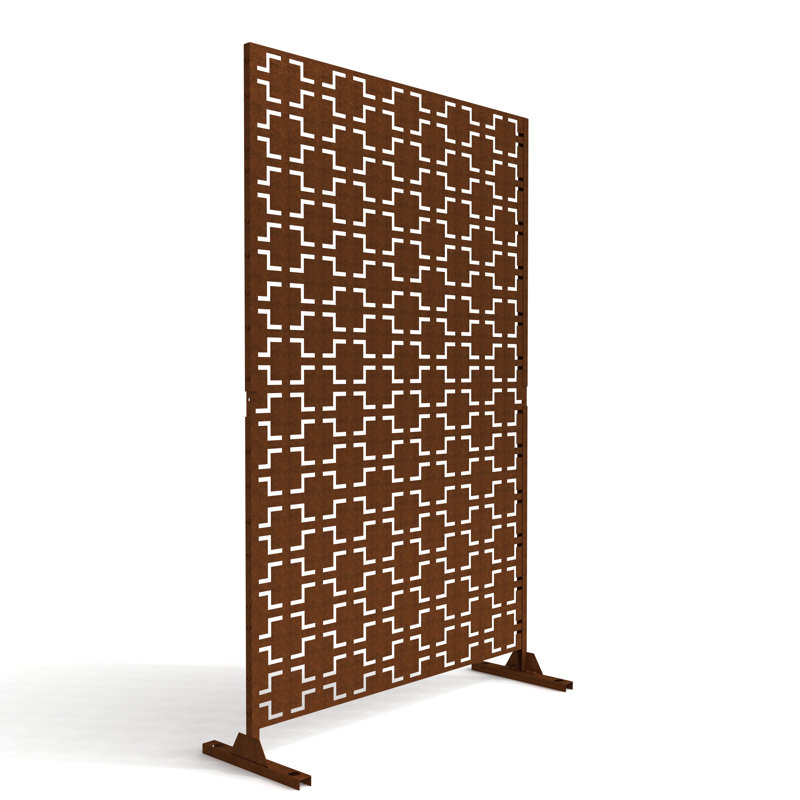 Pacifa Series Metal Privacy Screen, Reddish Brown