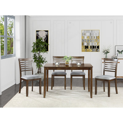 Ensemble de salle à manger moderne 5 pièces avec table spacieuse et chaises confortables, parfait pour les espaces compacts et le design élégant