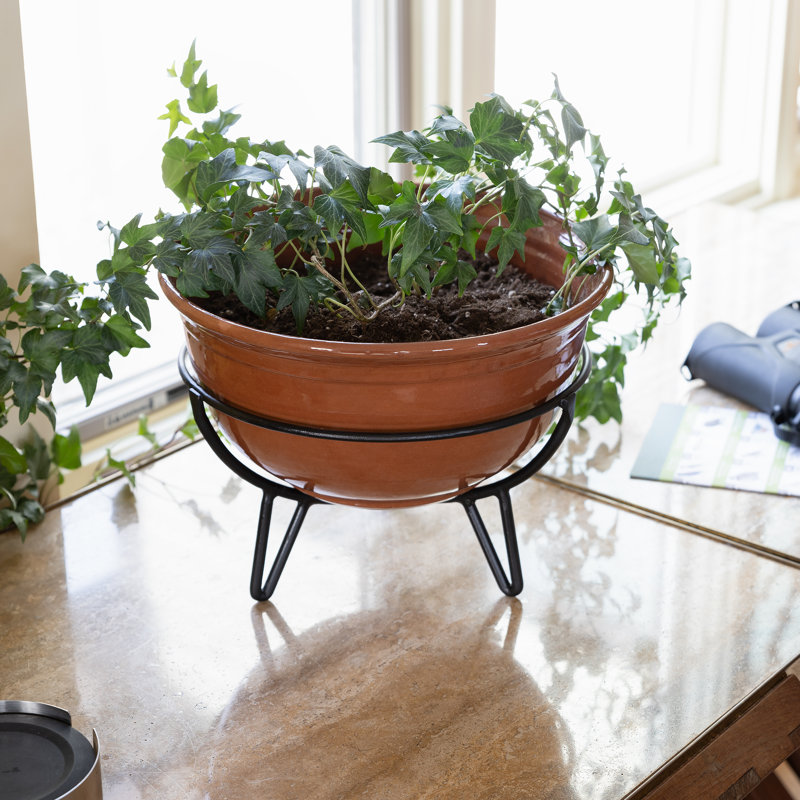 Black Iron Mid-Century Modern Weather Resistant Plant Stand