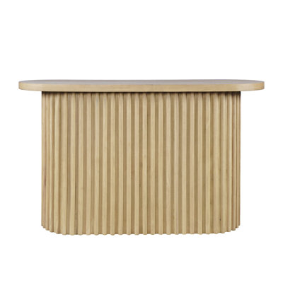 Helina Oval Mid-Century Modern Fluted Pedestal Base Sofa Console Table