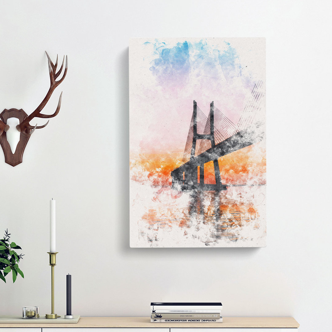 Vasco Da Gama Bridge In Portugal Abstract - Wrapped Canvas