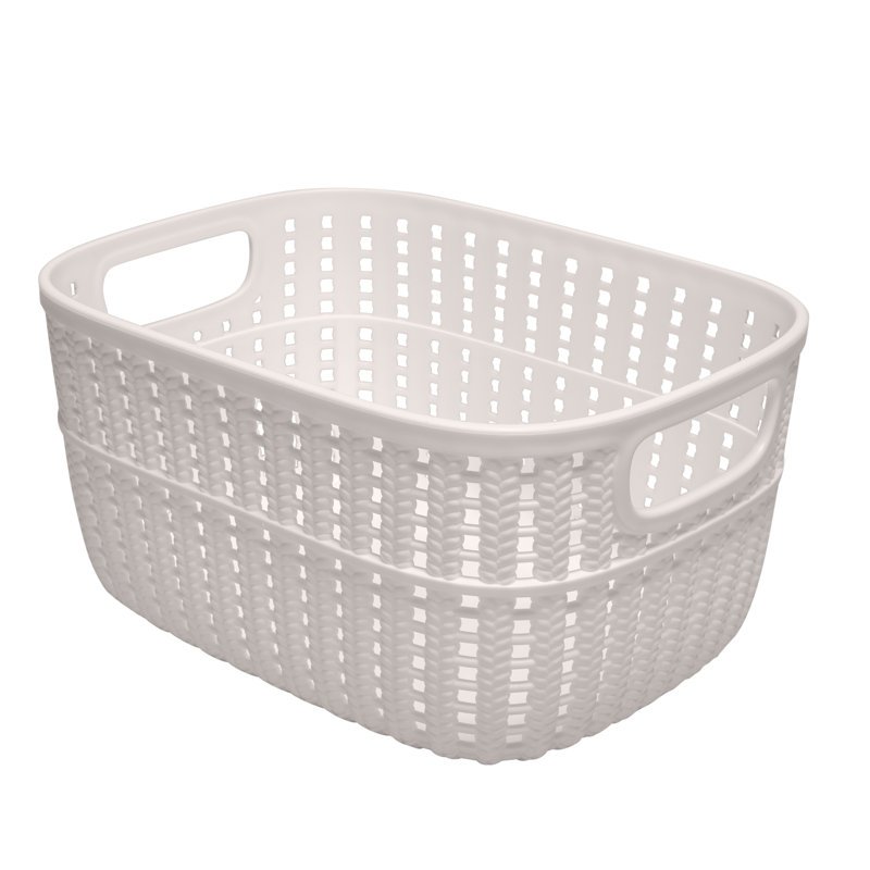 Simplify Polypropylene Decorative Basket, 4.8" H x 7" W x 9.4" D, Ivory, 4