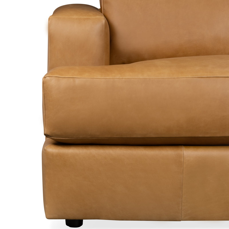 Canapé en cuir véritable Cayden, Cuir véritable brun moyen Bistro, H 34 po x l 96 po x P 41 po
