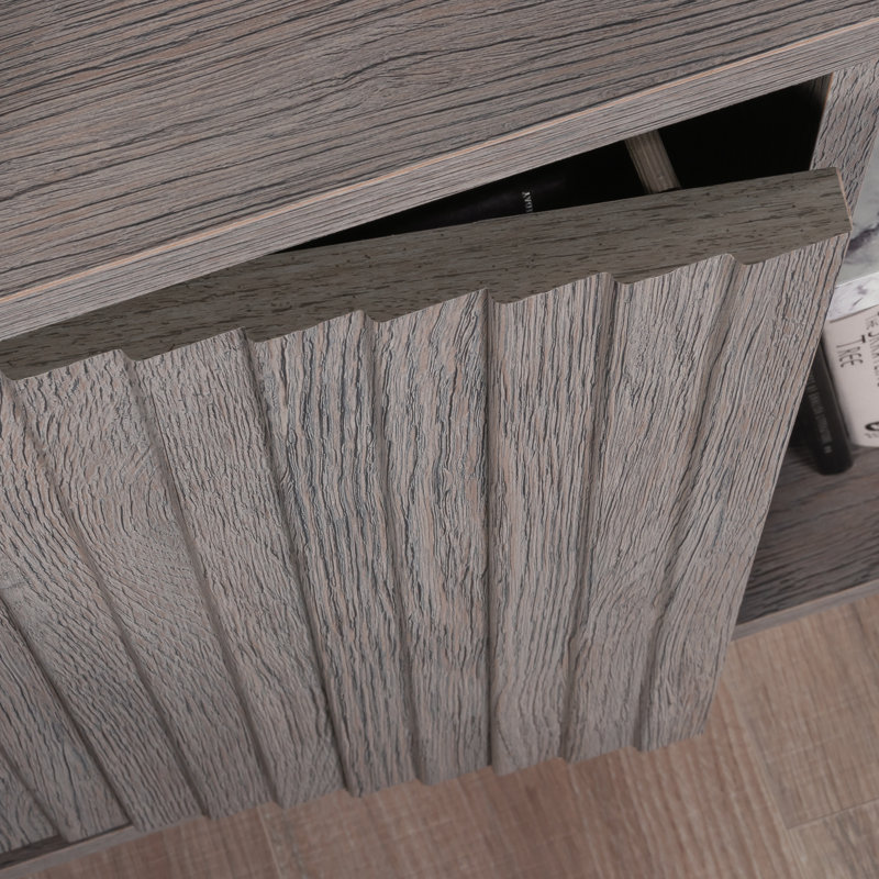 Ashen Oak Contemporary Nightstand with Faux Marble Accent