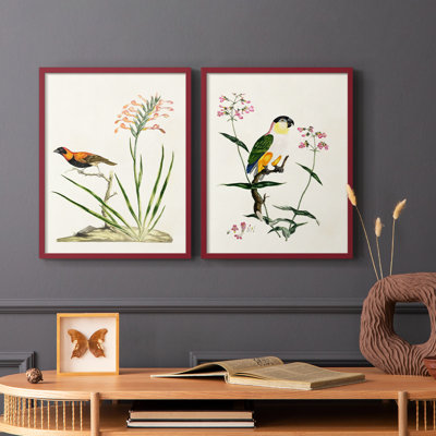 Oiseau dans l'habitat III - reproduction encadrée de qualité supérieure - prête à être accrochée - aucun clou requis - aucun clou requis