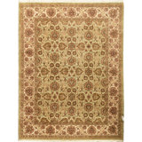 Mountain Wool Oriental Area Rug in Light Green/Ivory