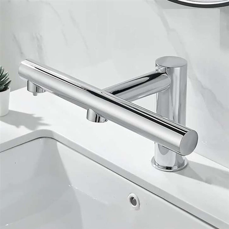 Chrome Touchless Faucet with Integrated Soap Dispenser and High Speed Hand Dryer