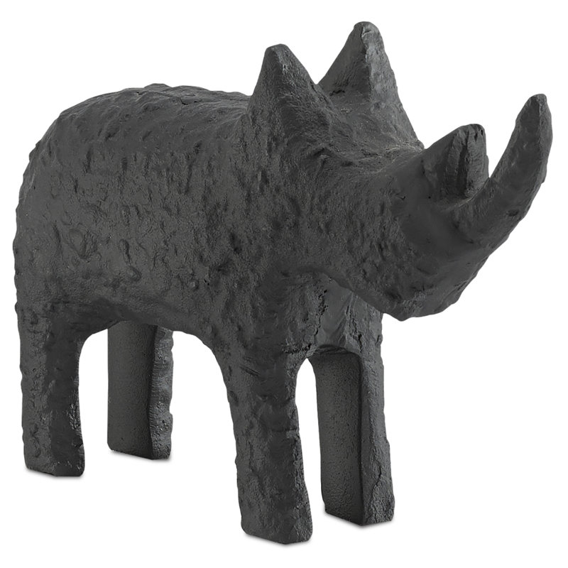 Kano Rhino Figurine, 7.75" H x 3" W x 11" D, Silver
