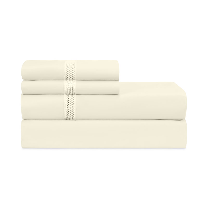 Ritz 500 Thread Count Egyptian-Quality Percale Cotton Sheet Set, Ivory, King Sheet Set + 2 Pillowcases