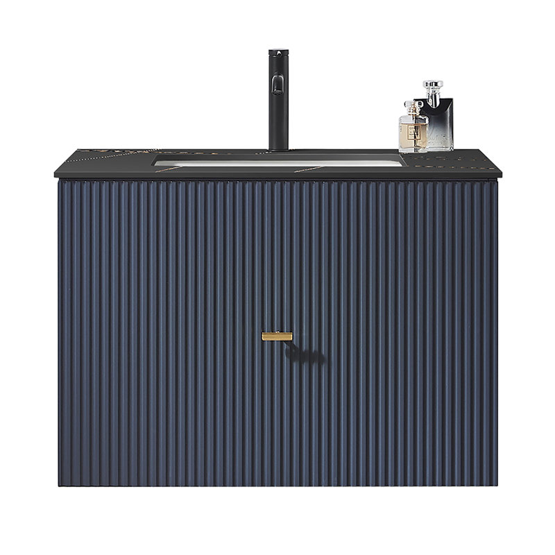 Meuble-lavabo mural moderne de 30 po Jamell, Dark Blue, Noir