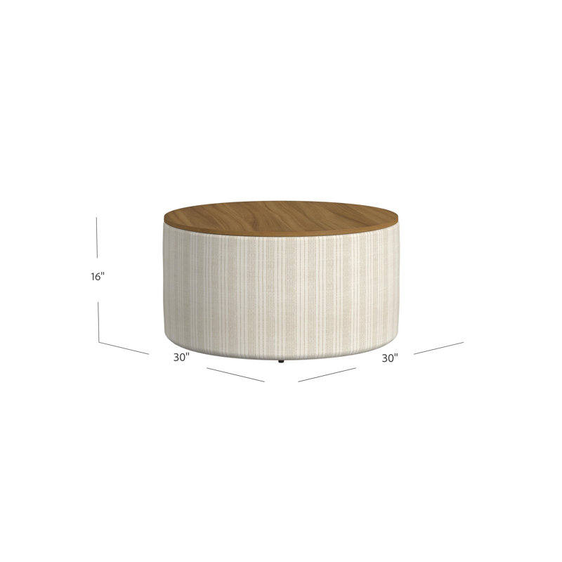 Amaresh Upholstered Ottoman, Marigold Pinstripe Cream Polyester/Brown