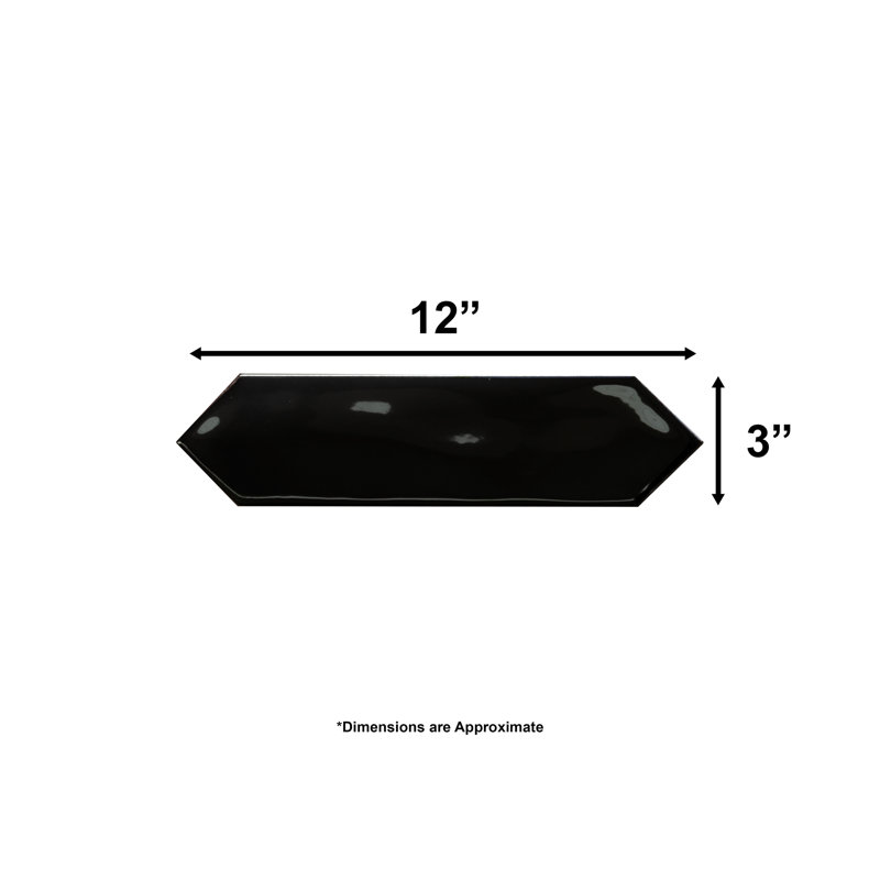 Carrelage mural brillant 3 "x 12" Arte, Noir