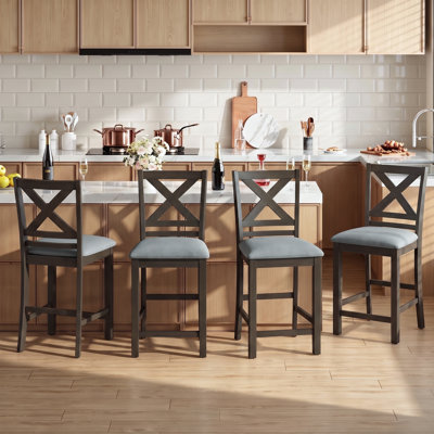 Upholstered 26" Counter  Bar Stool Solid Wood Counter Stool 