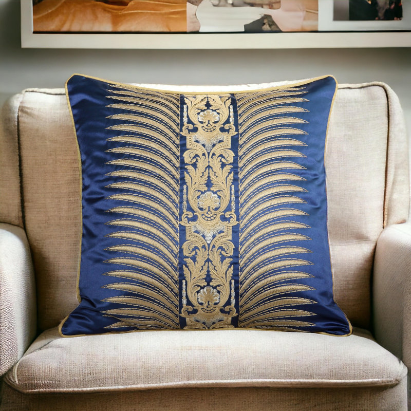 Embroidered Silk Reversible Pillow Cover