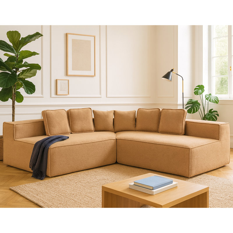 Canapés confortables avec tissu en velours de peluche, conception moderne et spacieuse pour les salles familiales