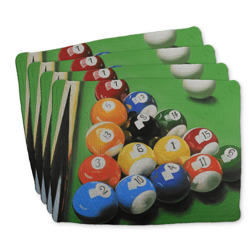 Braided Polyester Placemats Set of 4 - Pool Table Design