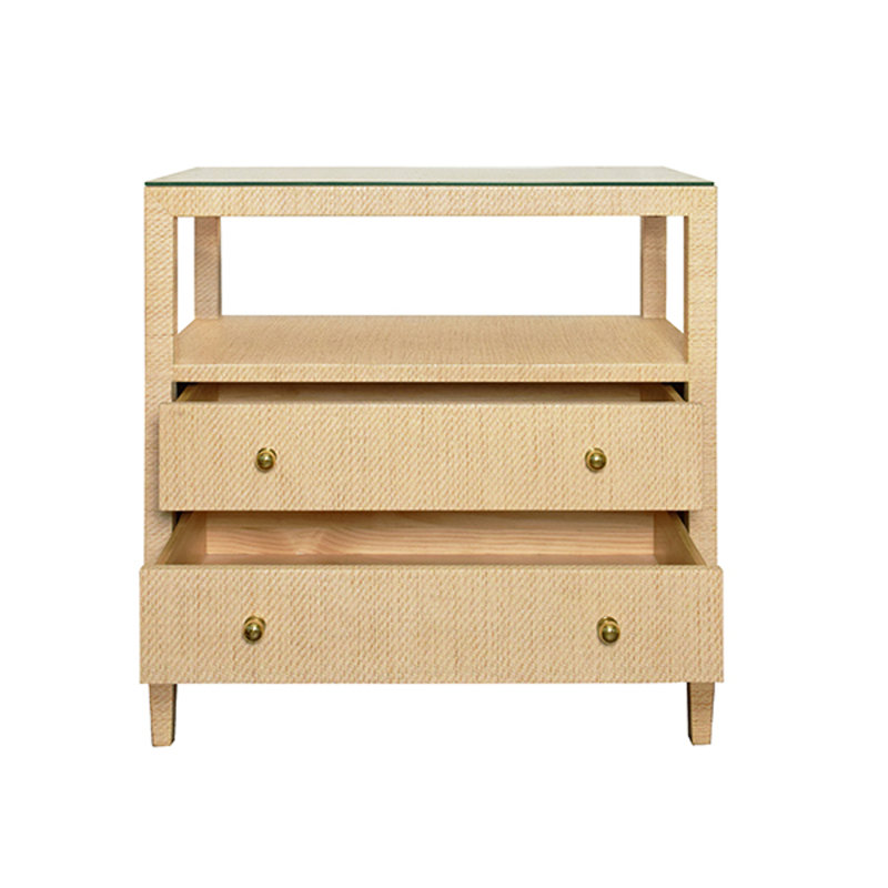 Douglas Glass End Table, Natural