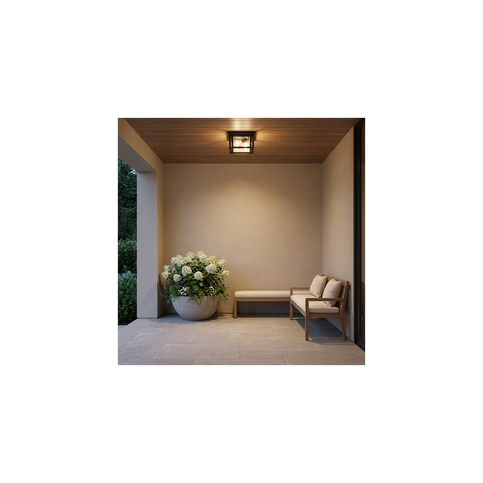 Vermont Seeded Square Outdoor Flush Mount, Black