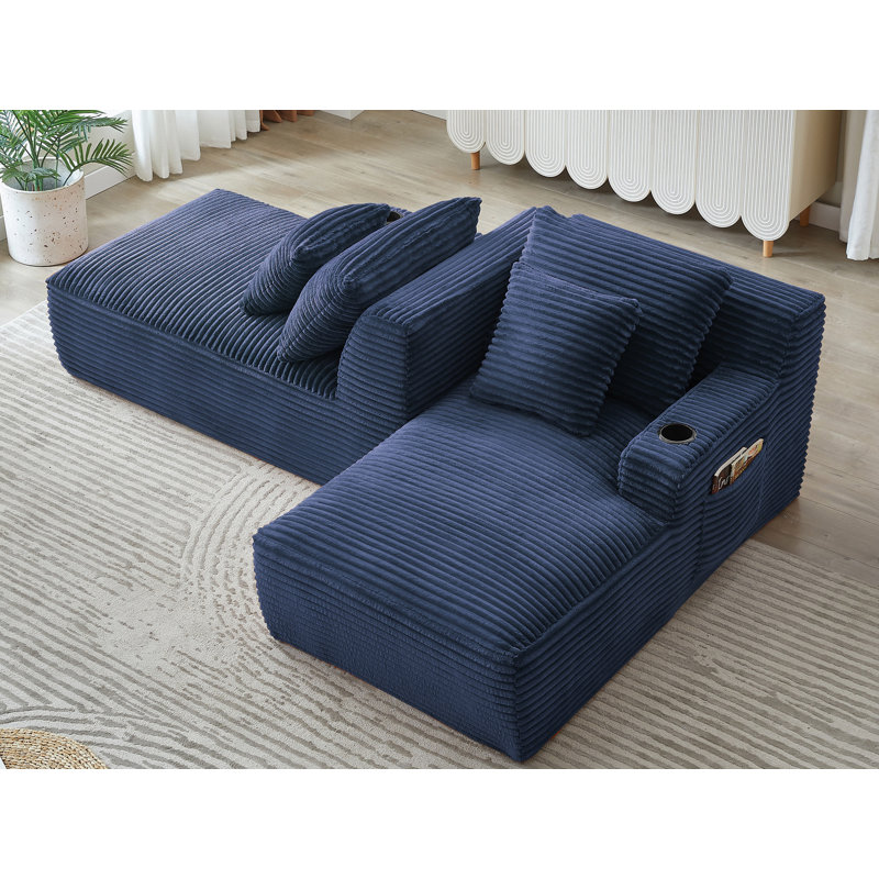 Méridienne double Corduroy, Bleu