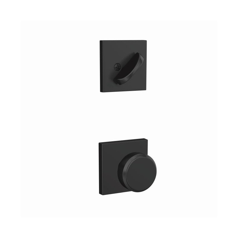Schlage Custom FC59BWE622COL Custom Bowery Knob with Collins Rose Interior Active Trim with 16680 Latch and 10269 Strike Matte Black Finish