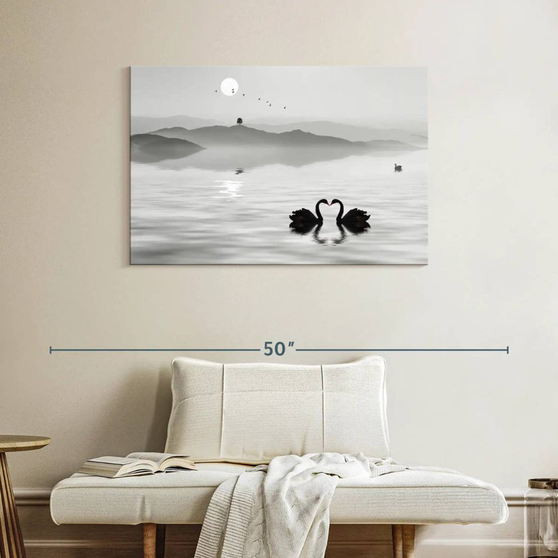 Kerrick Monochrome Swan Pair, 26" H x 39" W