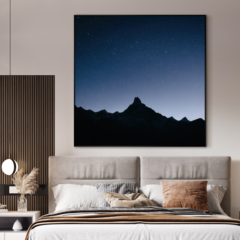 Très grande reproduction d'art sur toile - Paysage de montagne, œuvre d'art pour le salon ou la chambre à coucher - «Assemblage requis du cadre (cadre non fini)»
