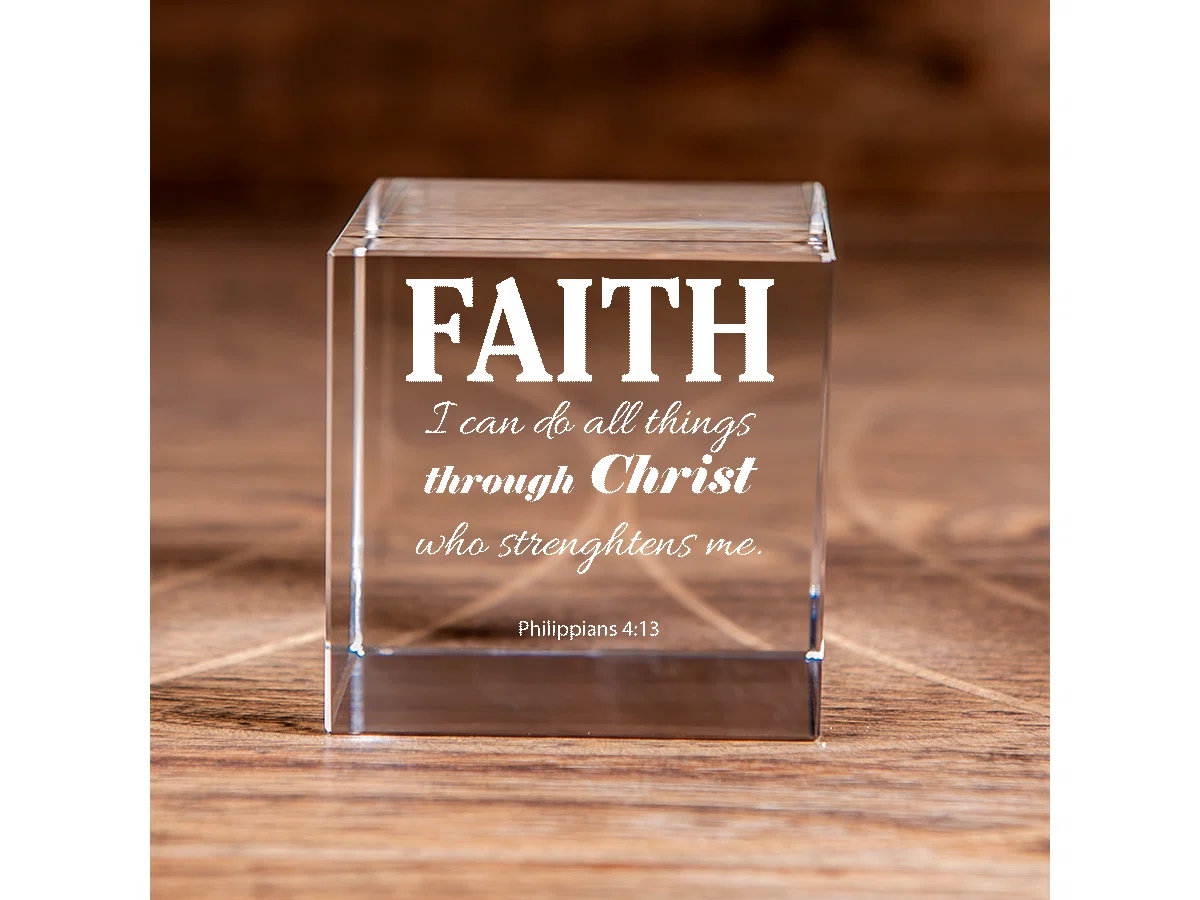 Trinx Jhoana Philippians 4:13 Faith Square Cut Crystal Cube Christian ...